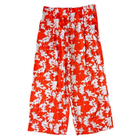 J Crew Women’s Satin Tropical Floral Wide Leg Pants Boho Resort Wear Sz 12 NEW - Picture 1 of 8